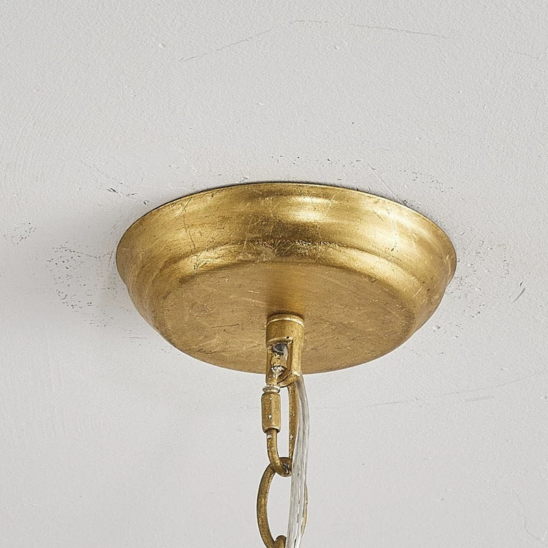 Mid-century Modern Gold Pendant Light – Sculptural Iron Chandelier with 6 Lights for Dining Room or Entryway - Lamps