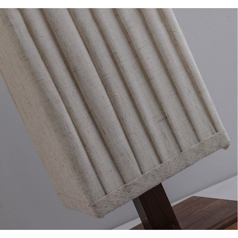 Minimalist Floor Lamp Walnut Wood Base White Cloth Corner for Bedroom Living Room - Floor Lamps