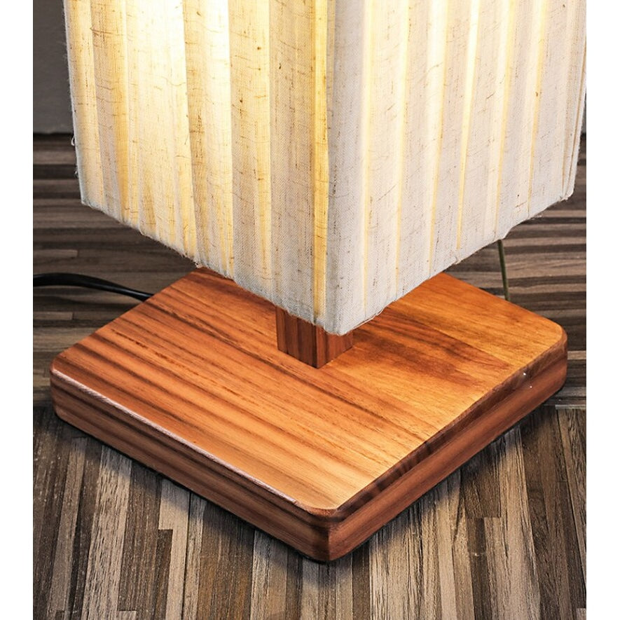 Minimalist Floor Lamp Walnut Wood Base White Cloth Corner for Bedroom Living Room - Floor Lamps