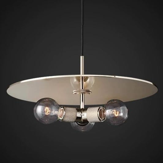 Modern Brass Disc Pendant Light – Minimalist Iron Ceiling Fixture for Dining Room or Kitchen - Lamps