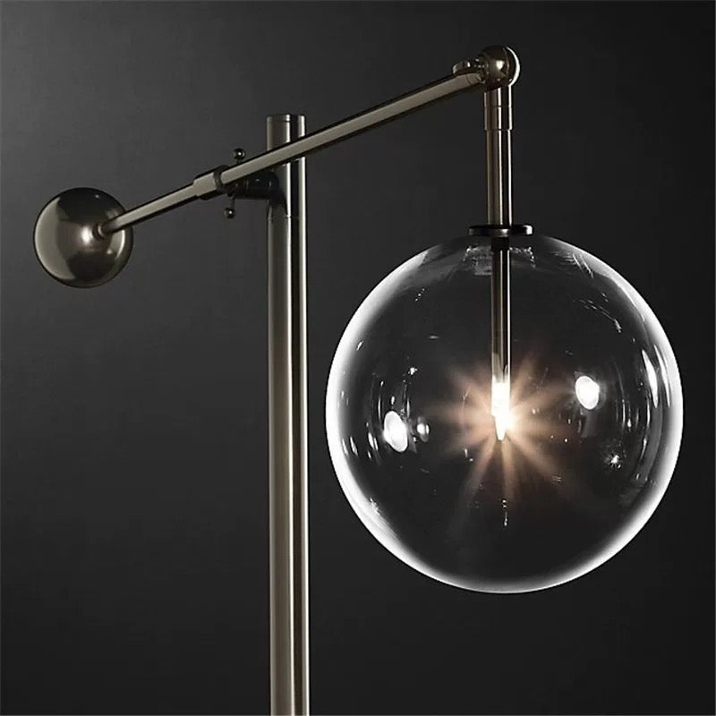 Modern Brass and Glass Globe Black Table Lamp | Contemporary Accent Light for Desk or Living Room - Art Deco Lamps