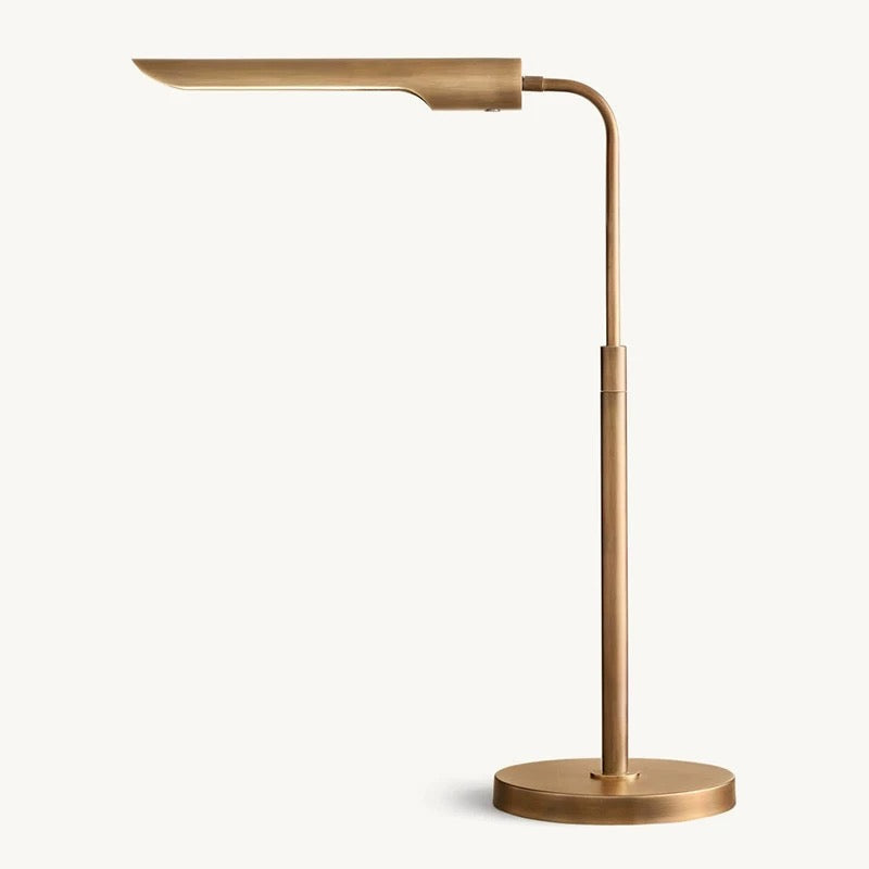 Brass Led Desk Lamp with Adjustable Arm – Modern Minimalist Task for Office Bedroom or Study - Table Lamps