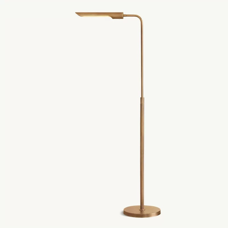 Mid-century Brass Led Floor Lamp for Office Bedroom or Living Room - Minimalist Floor Lamps