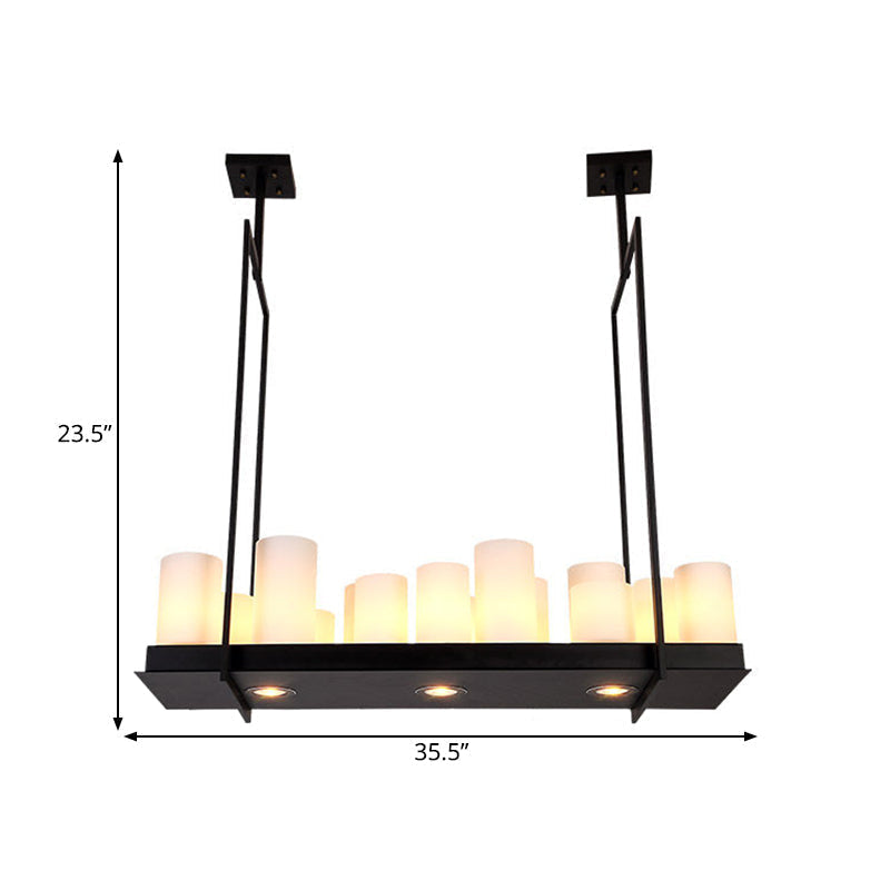 Modern Candle-style Pendant Light – Faux Marble Rectangular Chandelier for Dining Room - Chandeliers