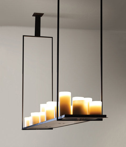 Modern Candle-style Pendant Light – Faux Marble Rectangular Chandelier for Dining Room - Chandeliers