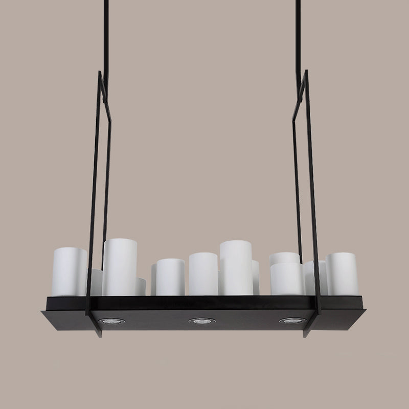 Modern Candle-style Pendant Light – Faux Marble Rectangular Chandelier for Dining Room - Chandeliers