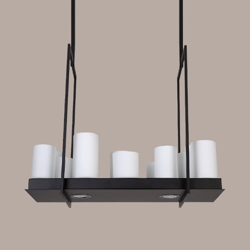 Modern Candle-style Pendant Light – Faux Marble Rectangular Chandelier for Dining Room - Chandeliers