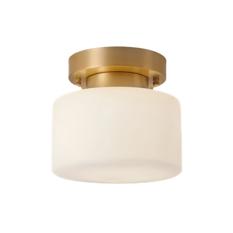 Modern Copper and Glass Flush Mount Ceiling Light – Compact Fixture for Low Ceilings - Mounts