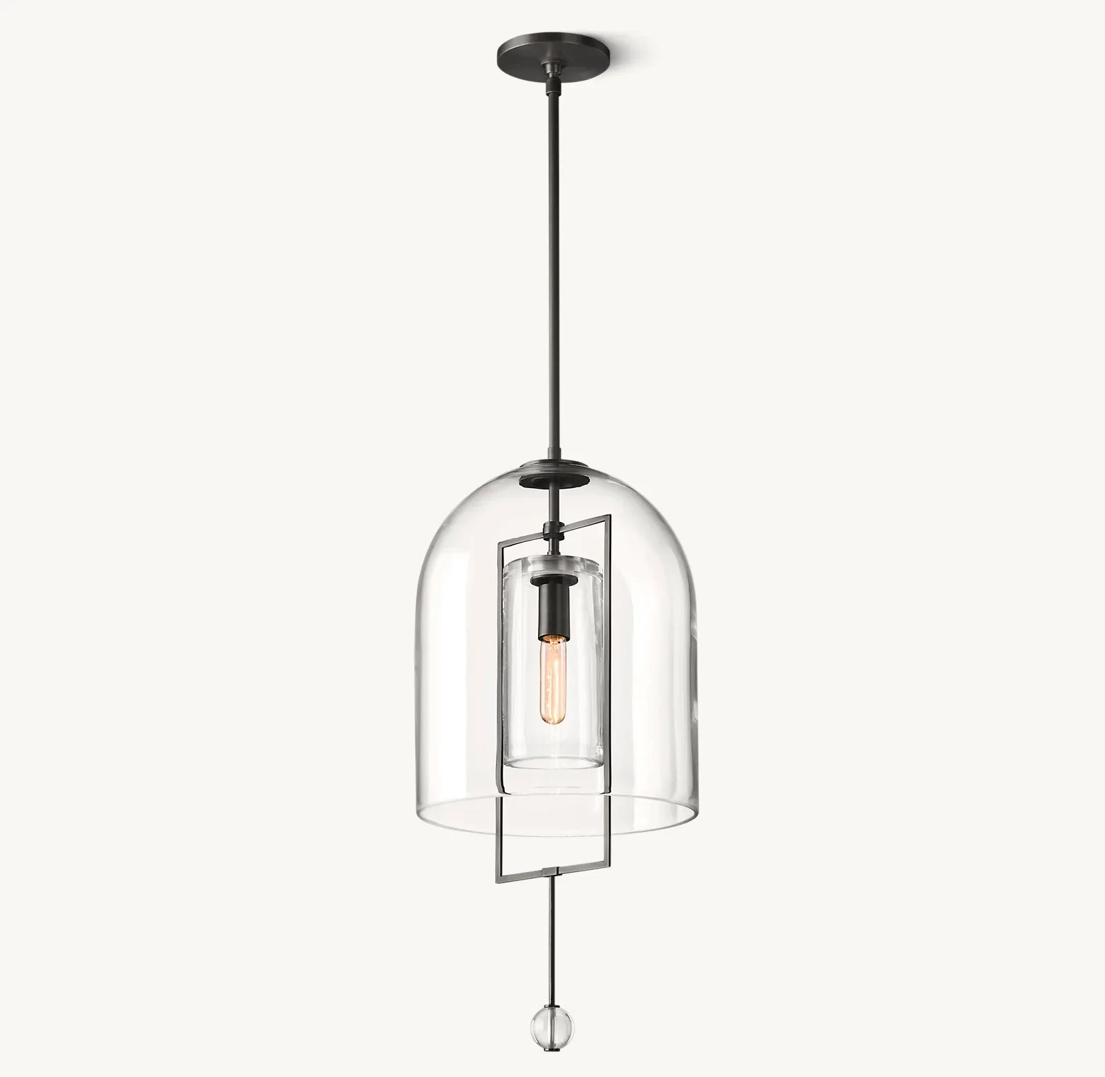 Modern Glass Pendant Light with Copper Accents – Elegant Ceiling Fixture for Kitchen Island or Entryway - Lamps