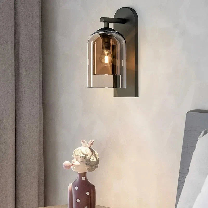 Modern Glass Wall Lamp Bedside Lamps Stairs Living Room Light Fixtures - Sconces