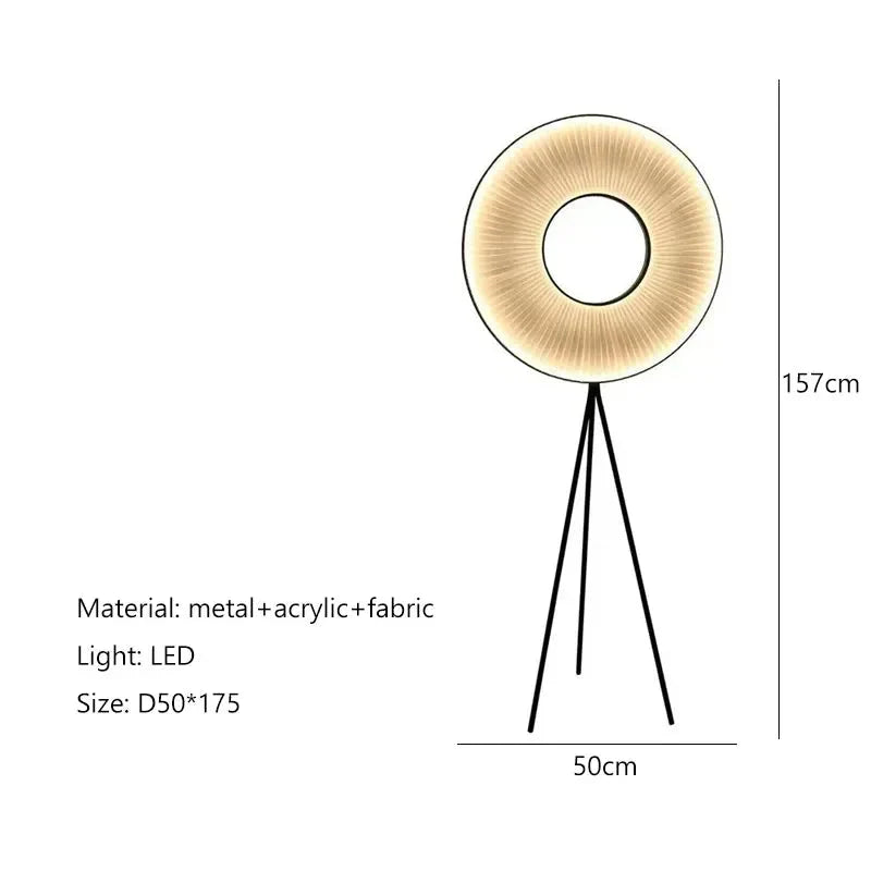 Modern Floor Lamp Fabric Lampshade Halo Lighting for Living Room Bedroom Office - Unique Lamps