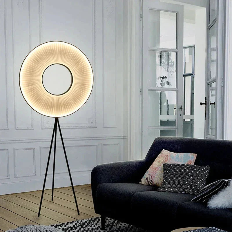 Modern Floor Lamp Fabric Lampshade Halo Lighting for Living Room Bedroom Office - Unique Lamps