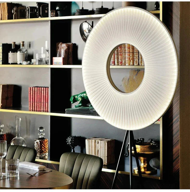 Modern Floor Lamp Fabric Lampshade Halo Lighting for Living Room Bedroom Office - Unique Lamps