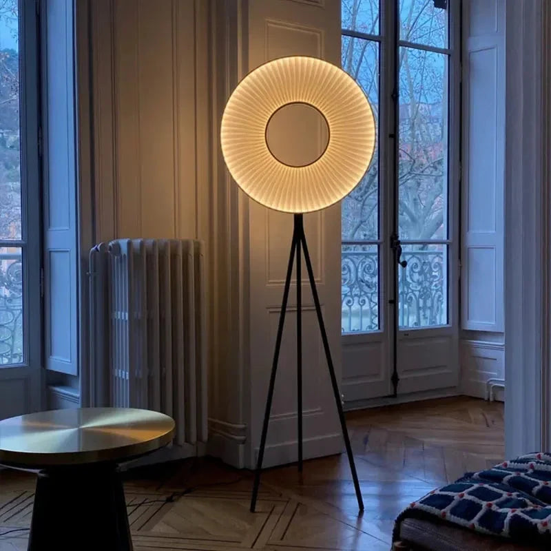 Modern Floor Lamp Fabric Lampshade Halo Lighting for Living Room Bedroom Office - Unique Lamps