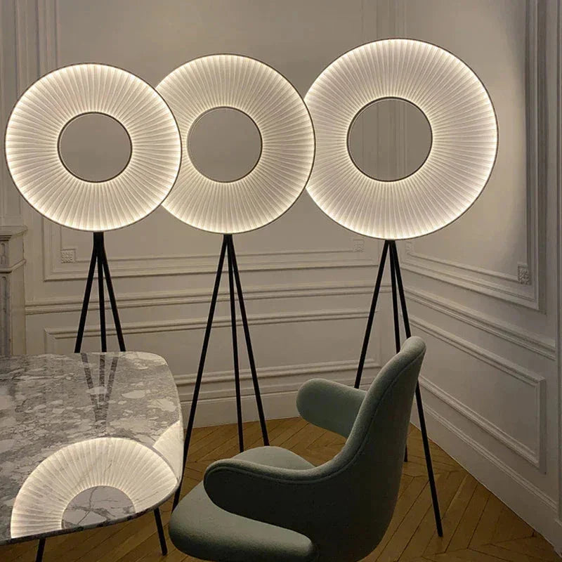 Modern Floor Lamp Fabric Lampshade Halo Lighting for Living Room Bedroom Office - Unique Lamps