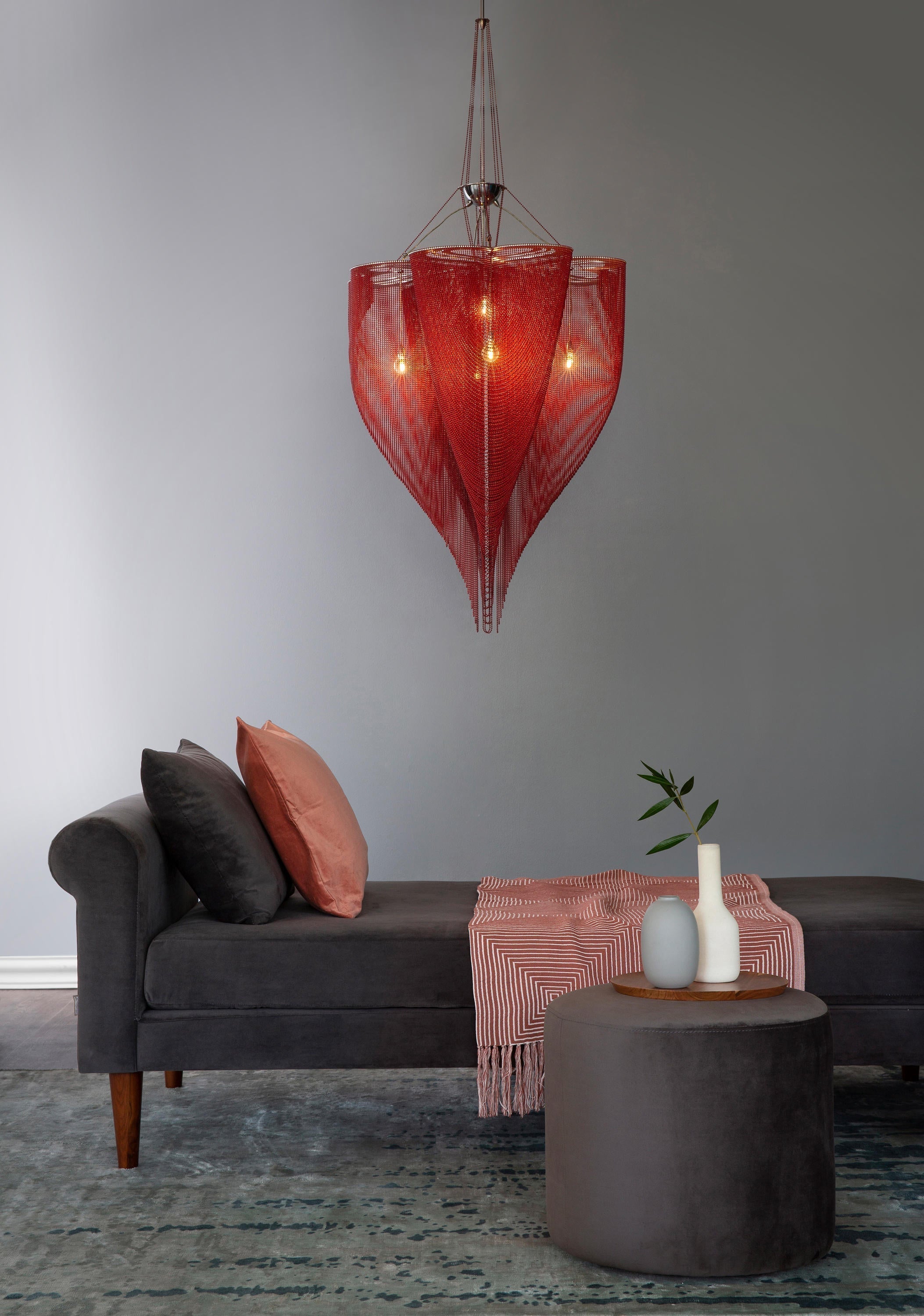 Luxury Clover Mesh Chandelier – Modern Lighting with Elegant Metal Drapes for High-end Interiors - Chandeliers