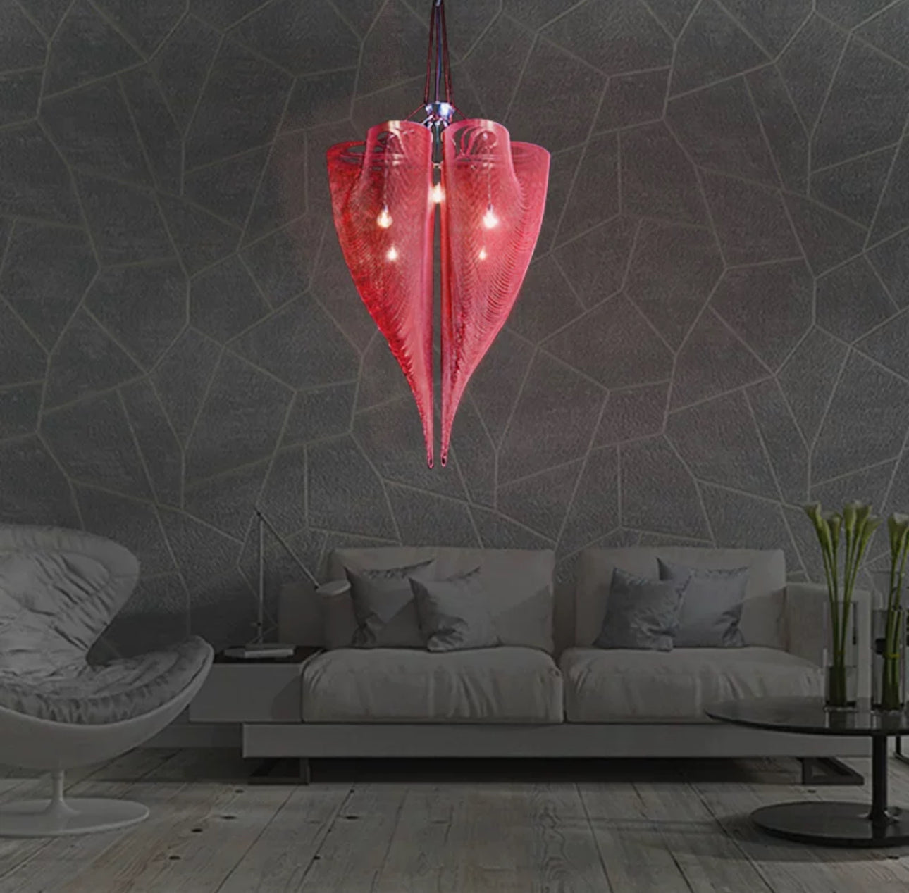 Luxury Clover Mesh Chandelier – Modern Lighting with Elegant Metal Drapes for High-end Interiors - Chandeliers