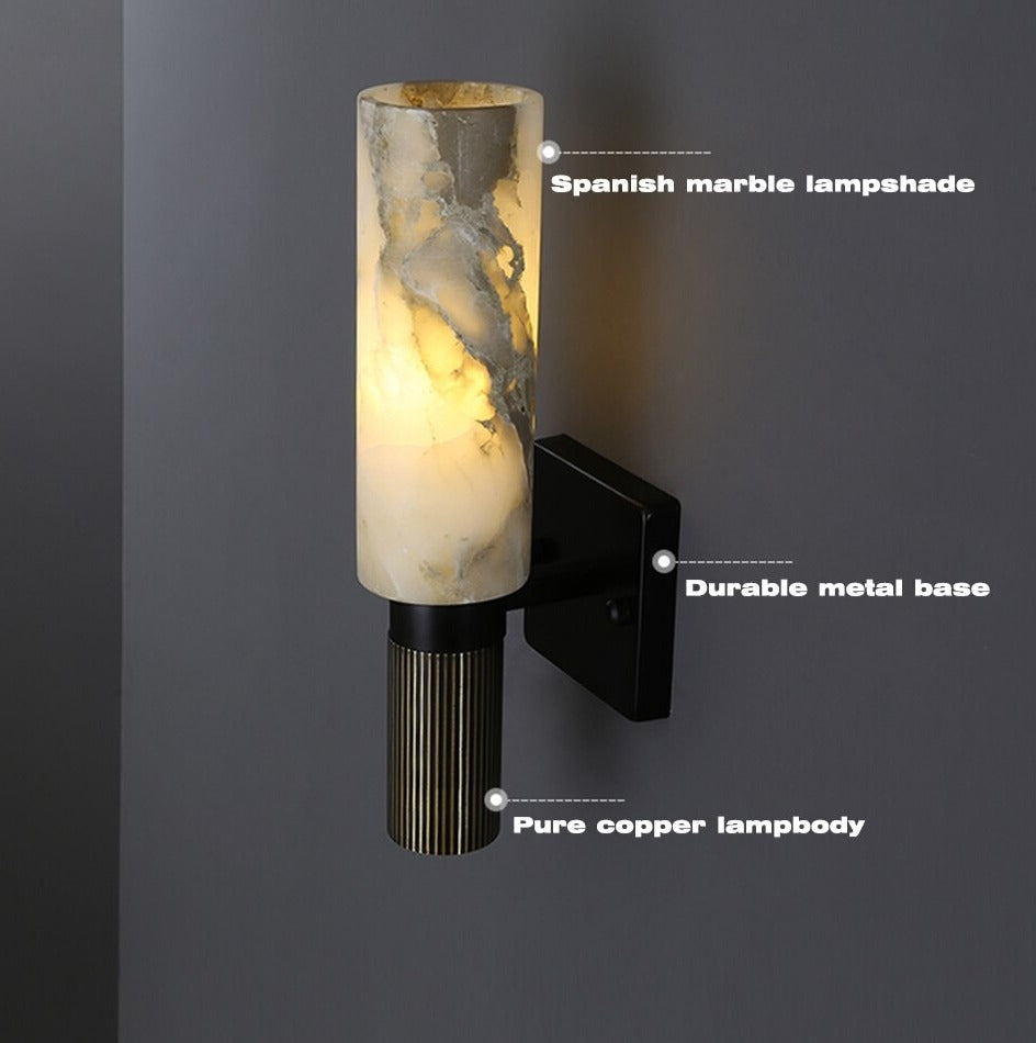 Luxury Wall Sconces| Real Marble Copper Base Lights for Living Room Hotel Restaurants - Modern Sconces