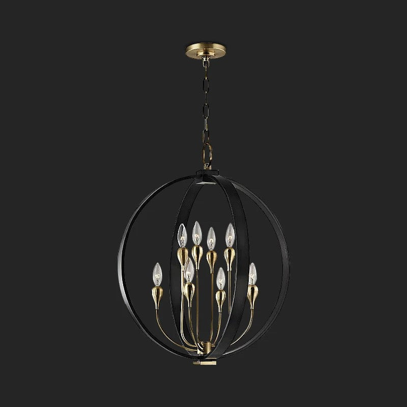 Modern Orb Candelabra Chandelier with Brass and Iron – Statement Lighting for Dining Room or Entryway - Pendant Lamps