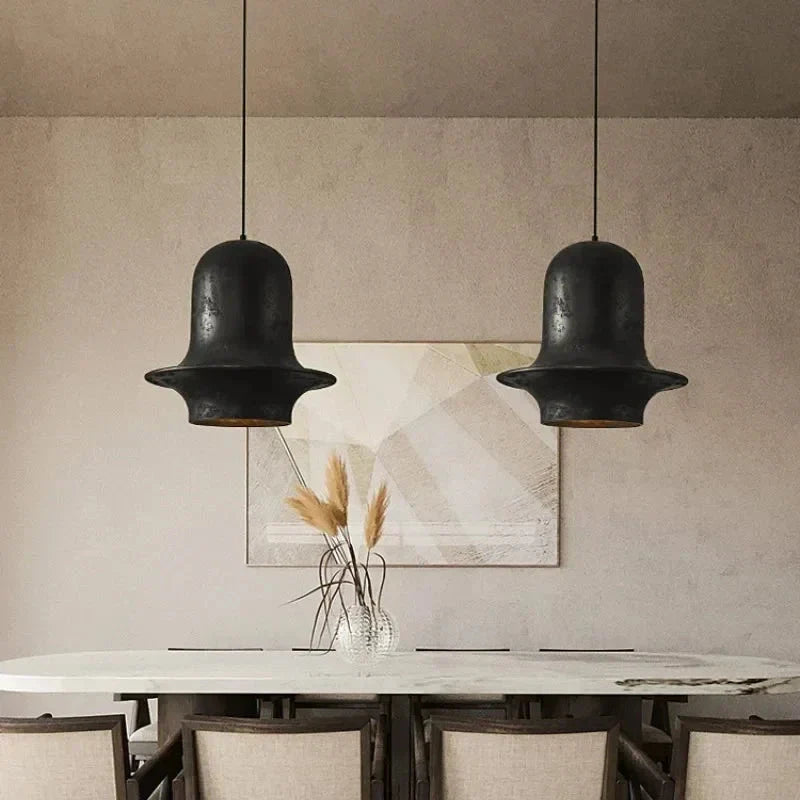 Wabi-sabi White Black Pendant Light Fixtures for Dining Room Kitchen - Lamps