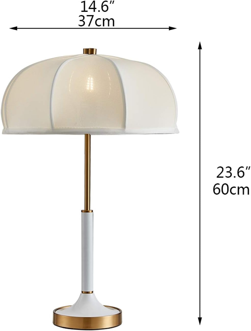 Modern Table Lamp with White Fabric Shade and Brass Accents – Elegant Lighting for Bedroom or Living Room