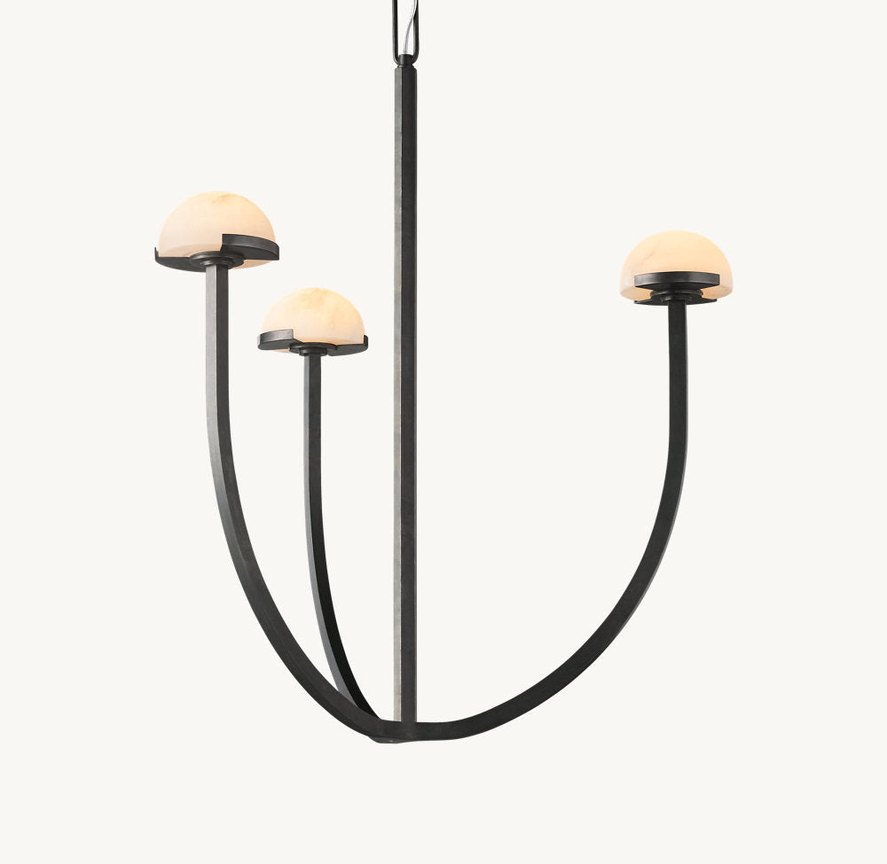 Modern Tiered Copper and Marble Chandelier – Sculptural Black for Living Room or Dining - Chandeliers