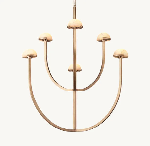 Modern Tiered Copper and Marble Chandelier – Sculptural Black for Living Room or Dining - Chandeliers