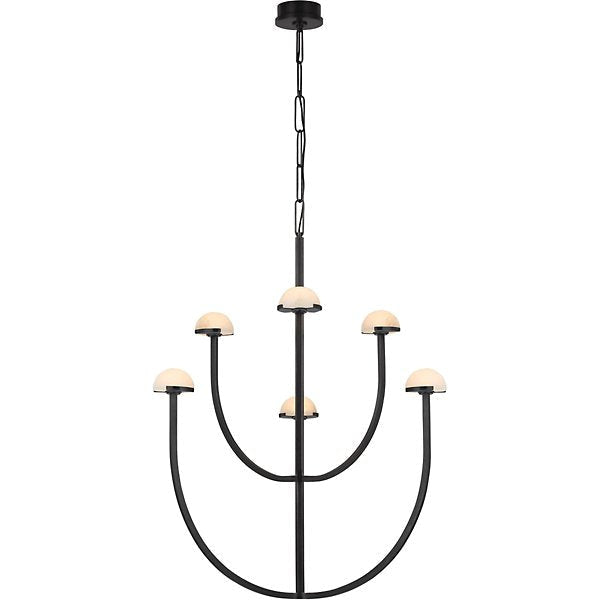 Modern Tiered Copper and Marble Chandelier – Sculptural Black for Living Room or Dining - Chandeliers