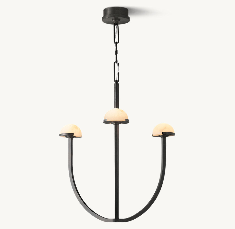 Modern Tiered Copper and Marble Chandelier – Sculptural Black for Living Room or Dining - Chandeliers