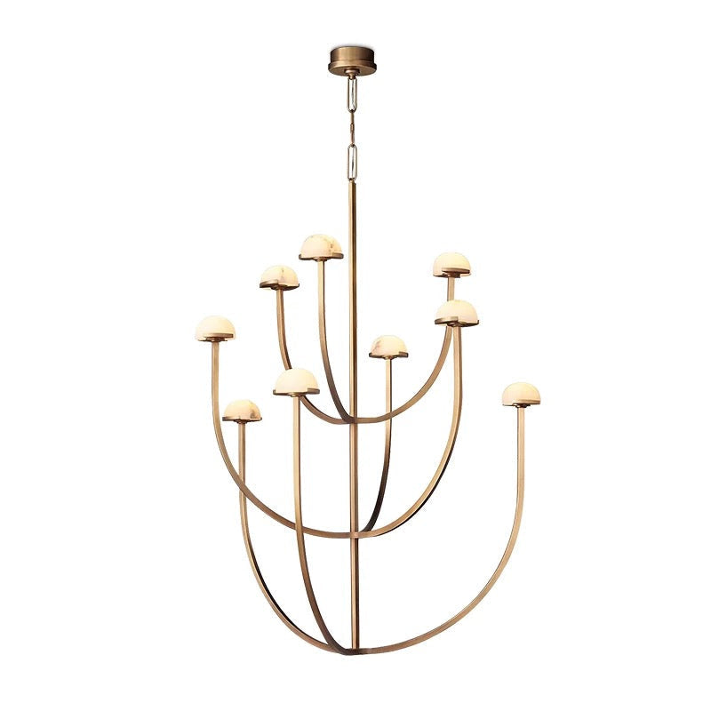 Modern Tiered Copper and Marble Chandelier – Sculptural Black for Living Room or Dining - Chandeliers