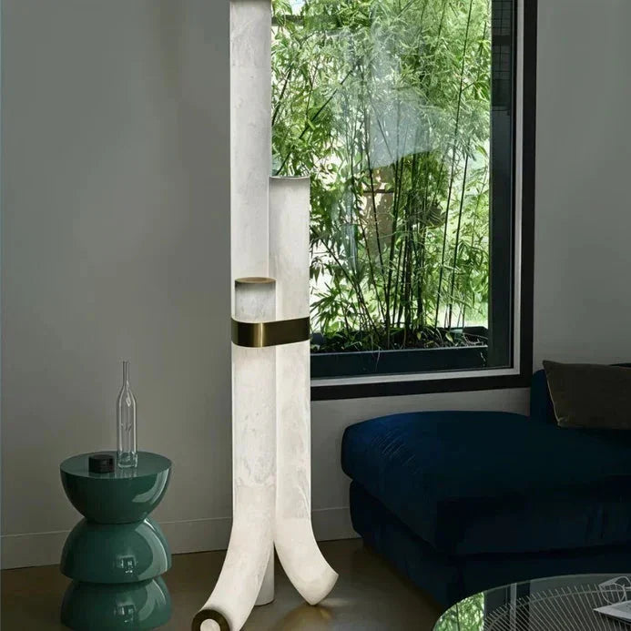 Brass & Alabaster Led Floor Lamp - Dimmable Multi-temperature Luxurious Design - Modern Lamps