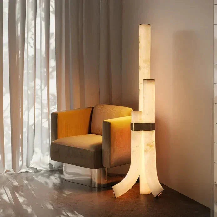 Brass & Alabaster Led Floor Lamp - Dimmable Multi-temperature Luxurious Design - Modern Lamps