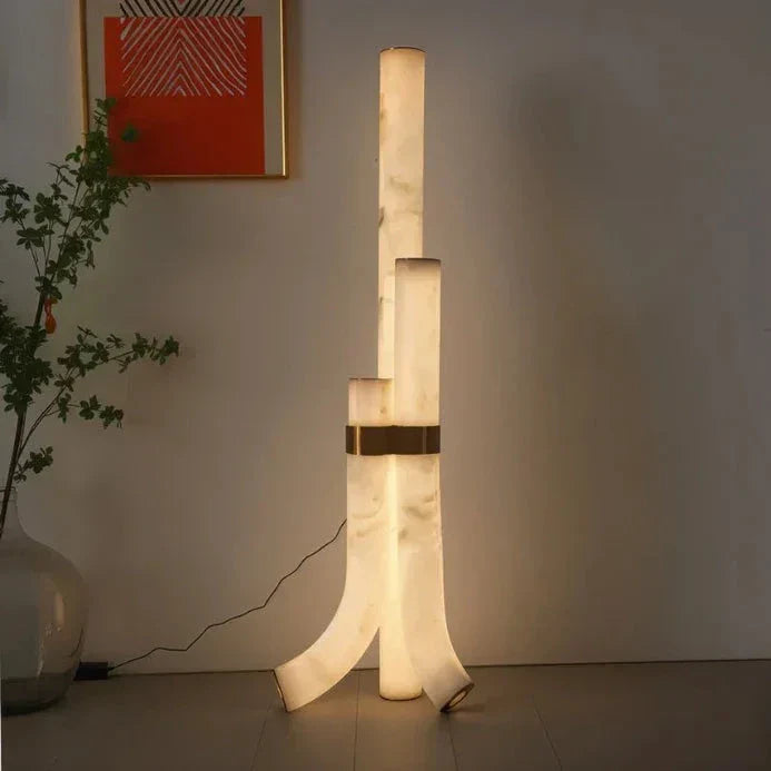 Brass & Alabaster Led Floor Lamp - Dimmable Multi-temperature Luxurious Design - Modern Lamps