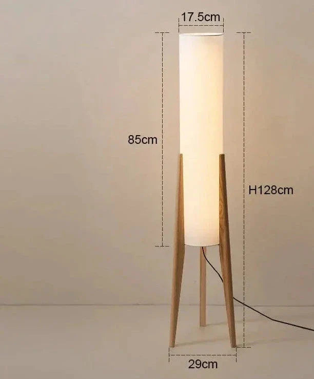 Solid Wood Floor Lamp Fabric Lampshade Modern Bedroom Living Room Decor - Minimalist Floor Lamps