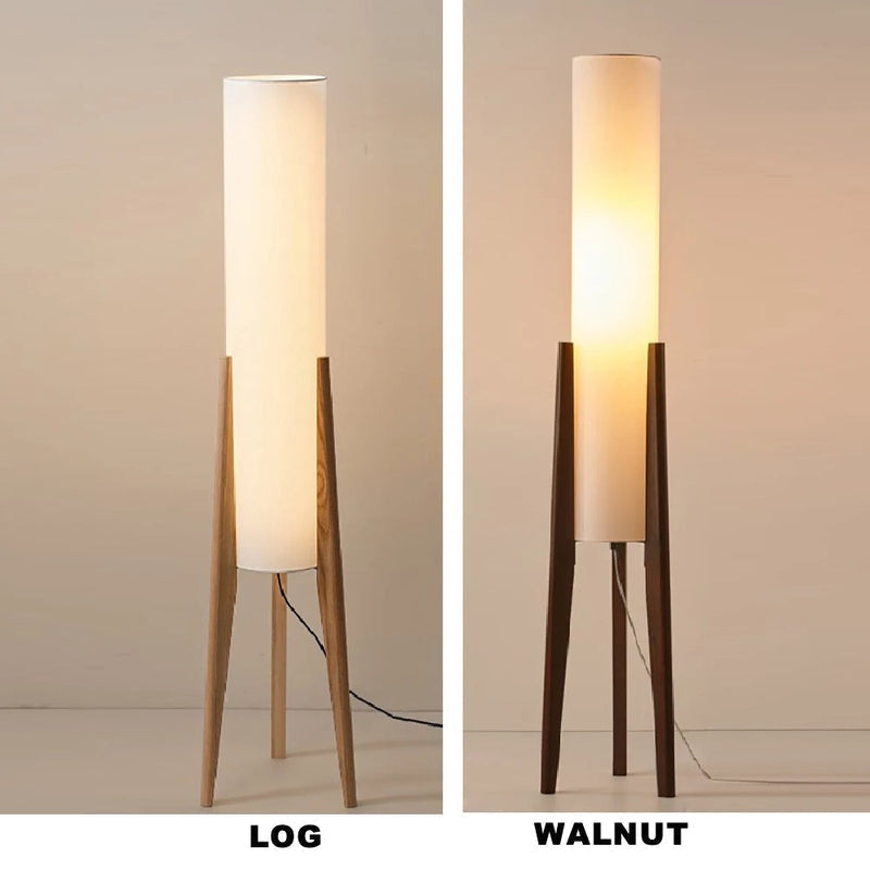 Solid Wood Floor Lamp Fabric Lampshade Modern Bedroom Living Room Decor - Minimalist Floor Lamps