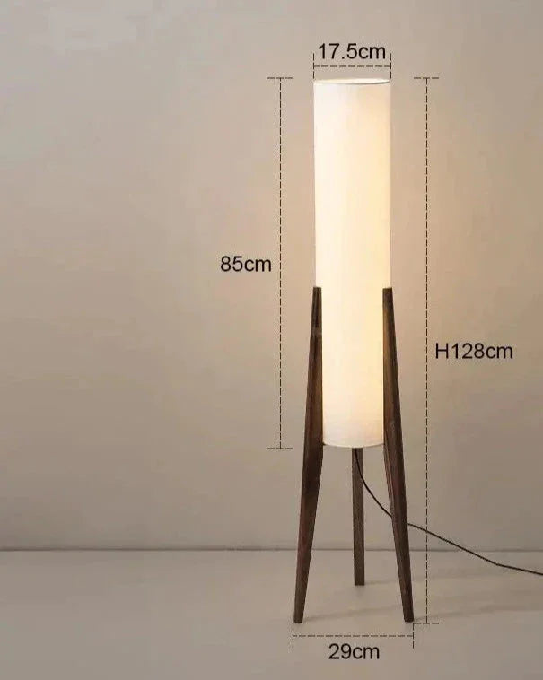 Solid Wood Floor Lamp Fabric Lampshade Modern Bedroom Living Room Decor - Minimalist Floor Lamps