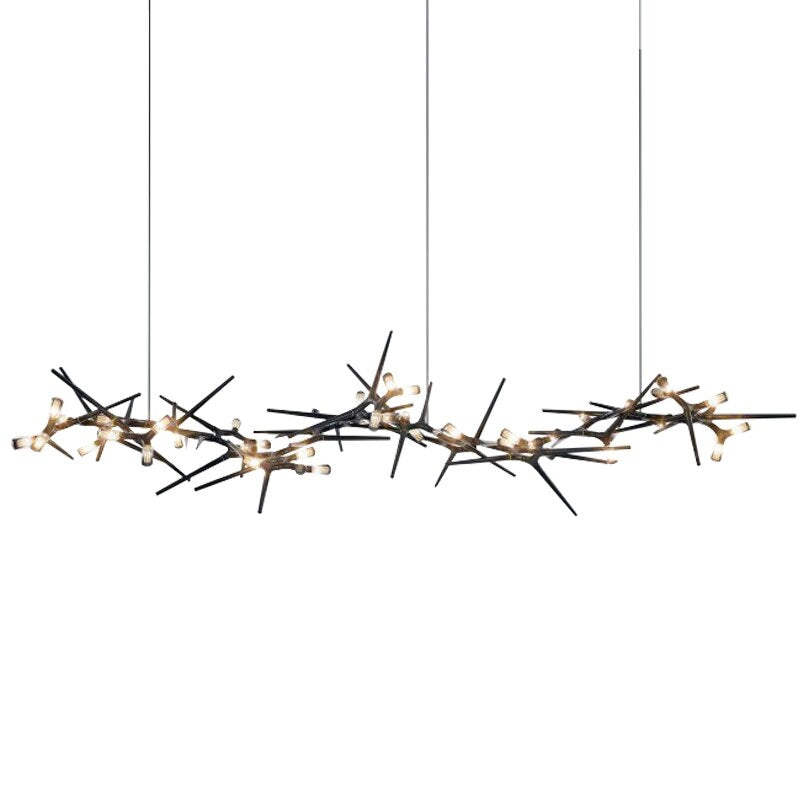 Industrial Modern Chandelier with Exposed Bulbs and Branching Metal Frame – Statement Pendant Light - Semi-flush Mounts