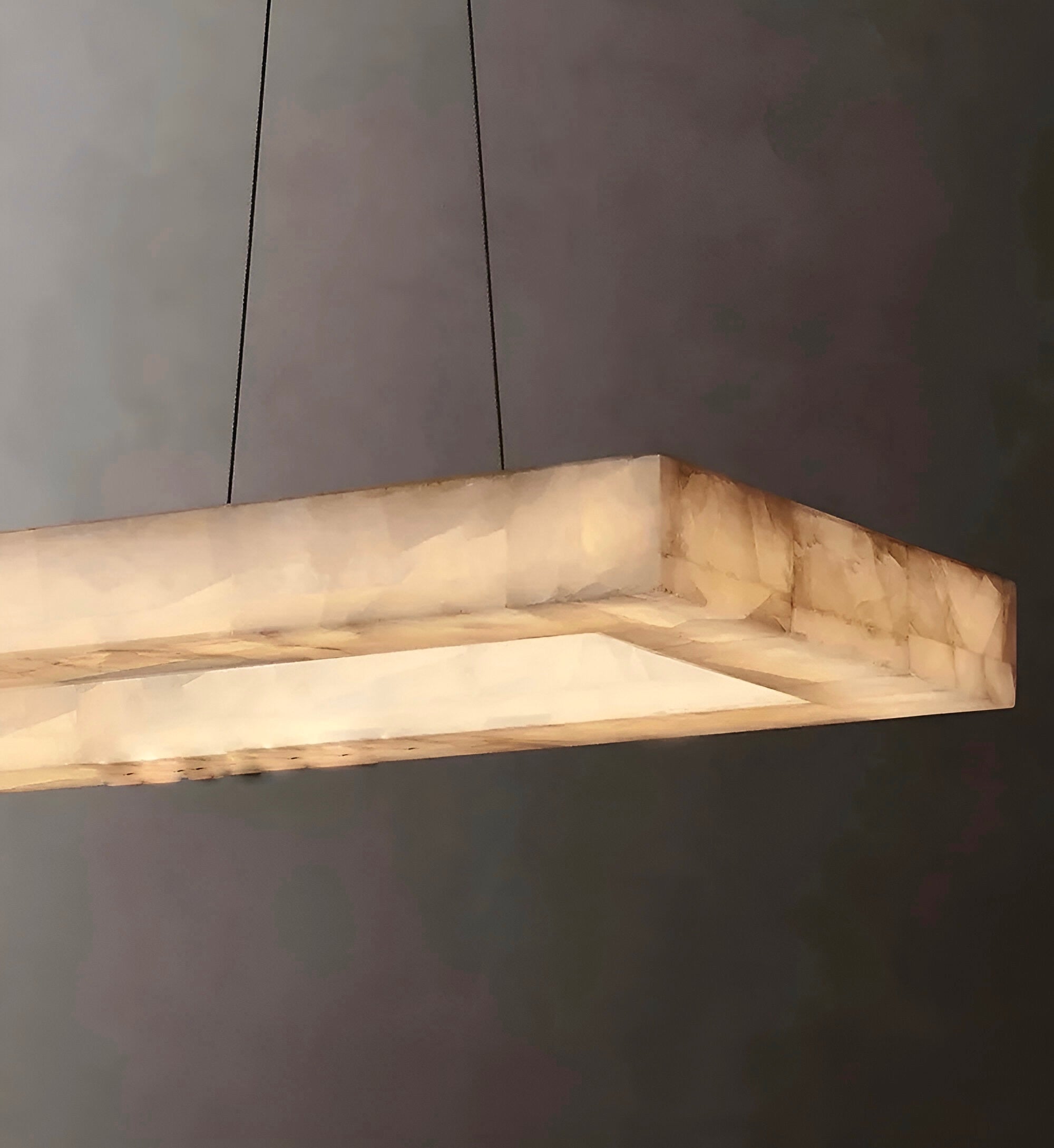 Modern Rectangular Marble Pendant Chandelier – Lamps for Dining Room or Kitchen Island - Lamps