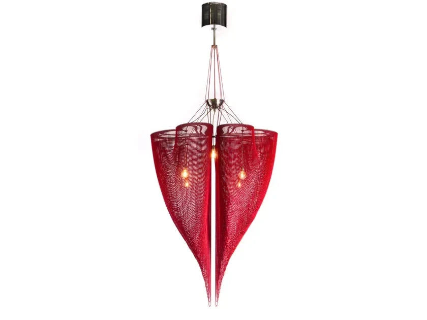 Luxury Clover Mesh Chandelier – Modern Lighting with Elegant Metal Drapes for High-end Interiors - Chandeliers