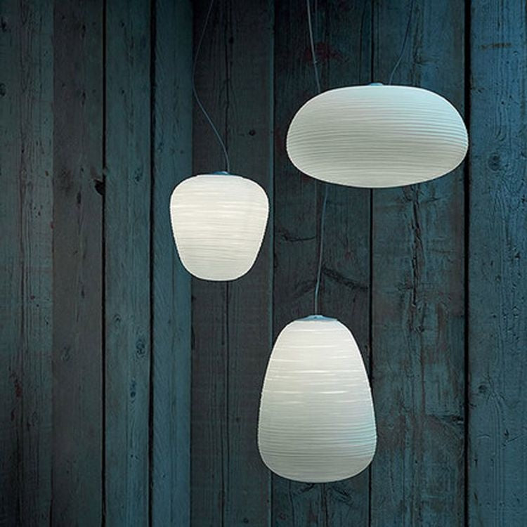 Rituals White Glass Pendant Lamp for Japandi Decor | Minimalist Hanging Light - Lamps