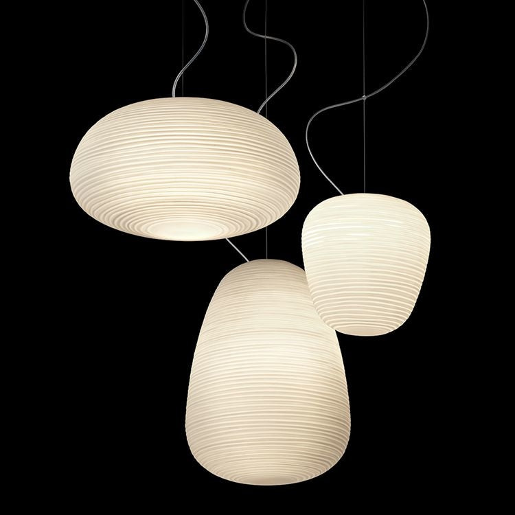 Rituals White Glass Pendant Lamp for Japandi Decor | Minimalist Hanging Light - Lamps