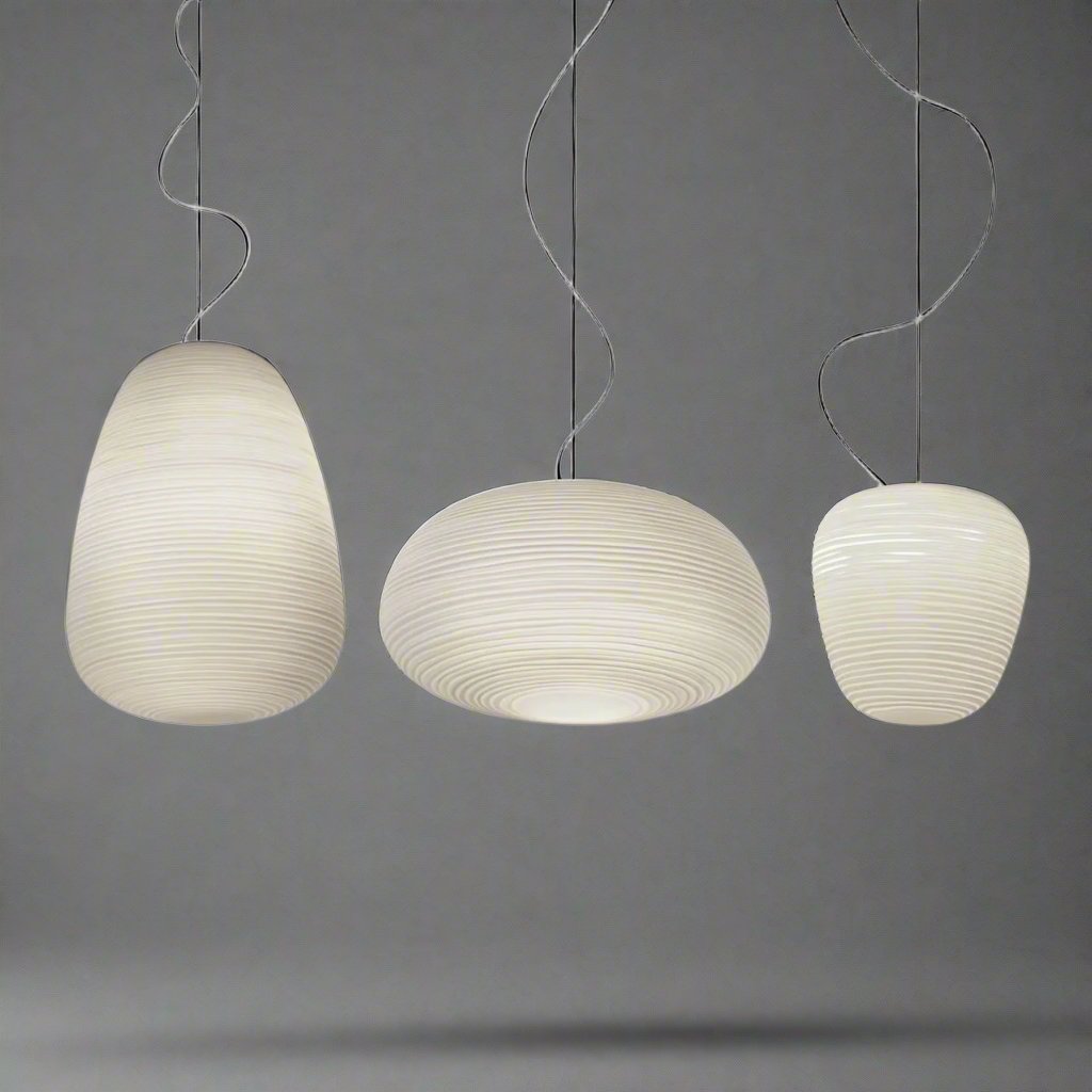 Rituals White Glass Pendant Lamp for Japandi Decor | Minimalist Hanging Light - Lamps