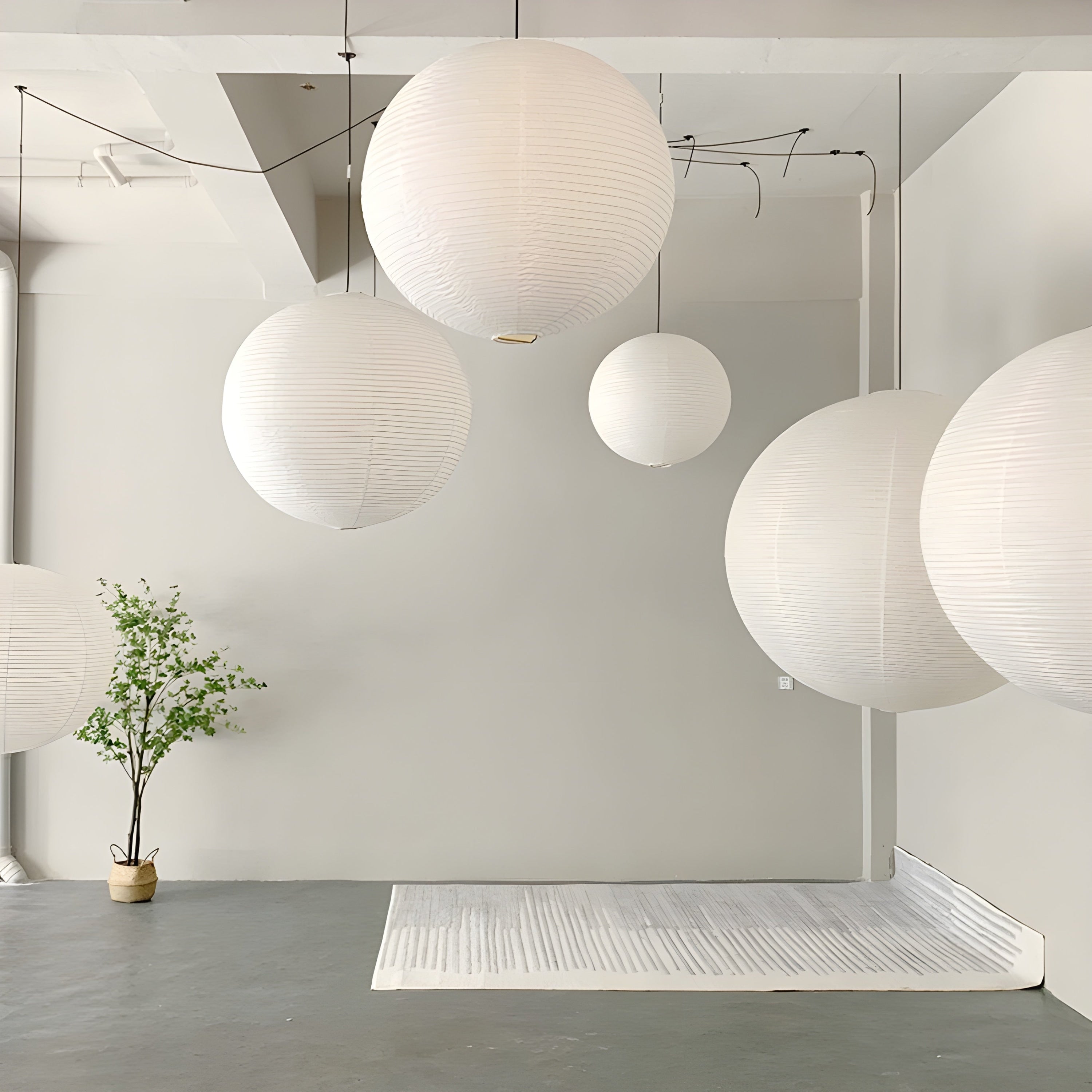 Ceiling Light Fixture for Living Room Bedroom | Noguchi Lamps Lanterns | White Rice Paper | Casalola - Pendant Lamps