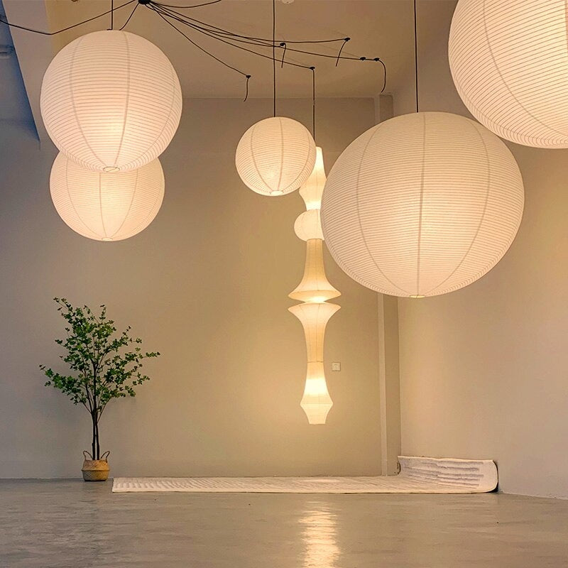 Ceiling Light Fixture for Living Room Bedroom | Noguchi Lamps Lanterns | White Rice Paper | Casalola - Pendant Lamps