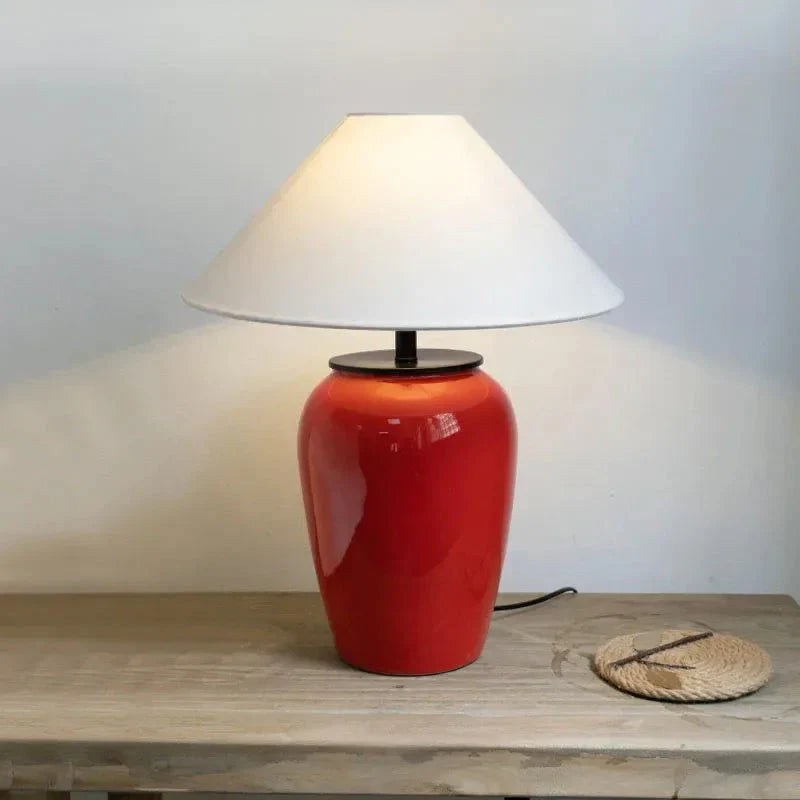 Red Ceramic Table Lamps Living Room Modern Luxe Lighting - Lamps