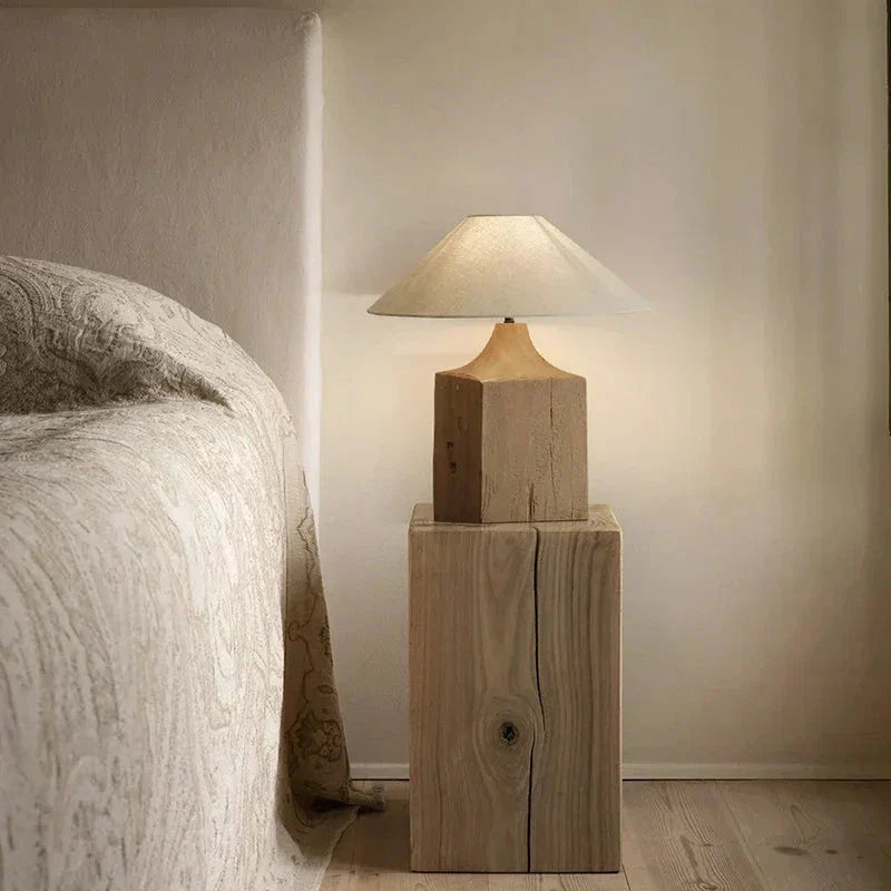 Solid Wood Columnar Floor Lamp for Living Room Bedroom Minimalist Design Japandi - Floor Lamps