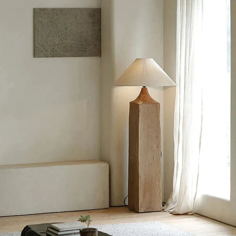 Solid Wood Columnar Floor Lamp for Living Room Bedroom Minimalist Design Japandi - Floor Lamps