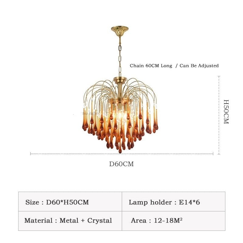 Murano Chandelier | Dining Room Light Fixtures | Italian Water Drop for Living Hotel - Chandeliers