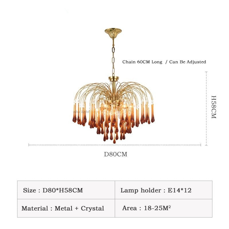 Murano Chandelier | Dining Room Light Fixtures | Italian Water Drop for Living Hotel - Chandeliers