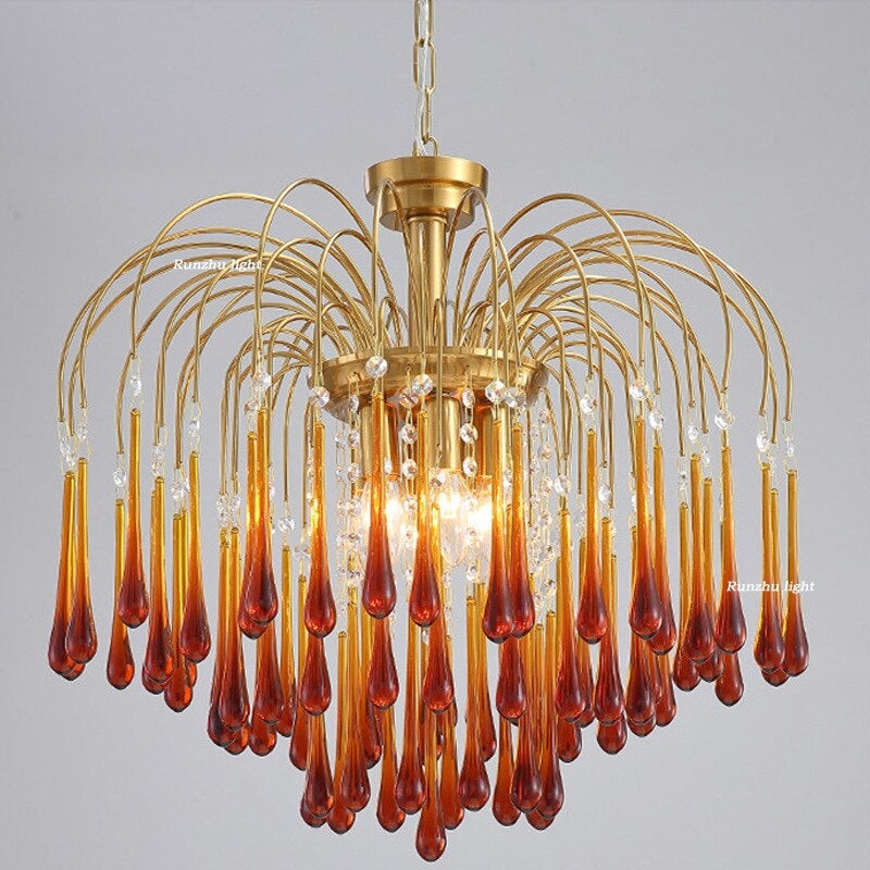 Murano Chandelier | Dining Room Light Fixtures | Italian Water Drop for Living Hotel - Chandeliers